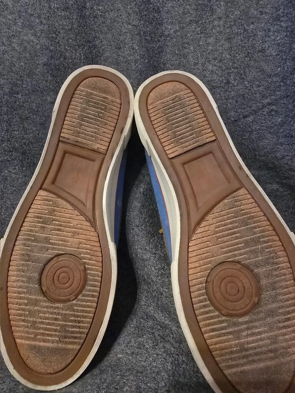 Polo by Ralph Lauren Blue Canvas and Brown Leather Trim Boat Shoes Size 10